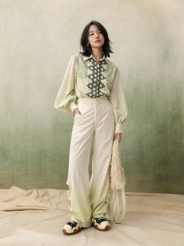 EMBROIDERED SHIRT & THROUSERS– BLUE LINE – SS 23