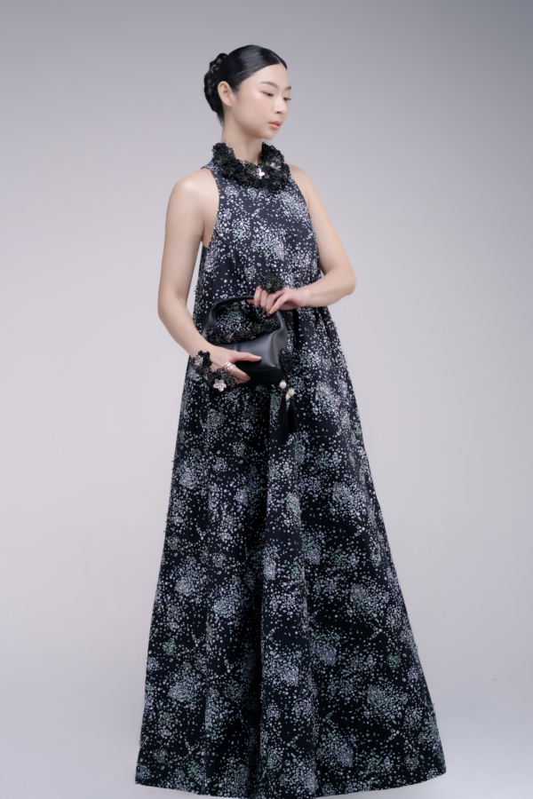 EMBROIDERED MAXI DOTTED  DRESS – SG – CNY 27